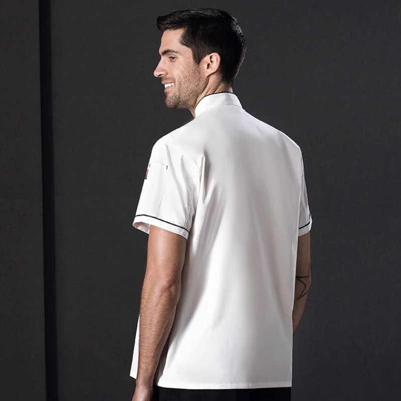 Custom Long Sleeve Breathable Chef Coat Men Women Restaurant Uniforms White Jacket for Kitchen
