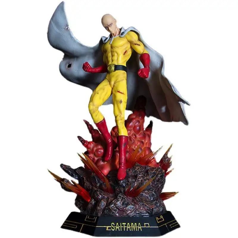 43cm One Punch Man Saitama Action Figures With Light GK Ver. Large Anime Figure Collectible Toys Doll Gifts