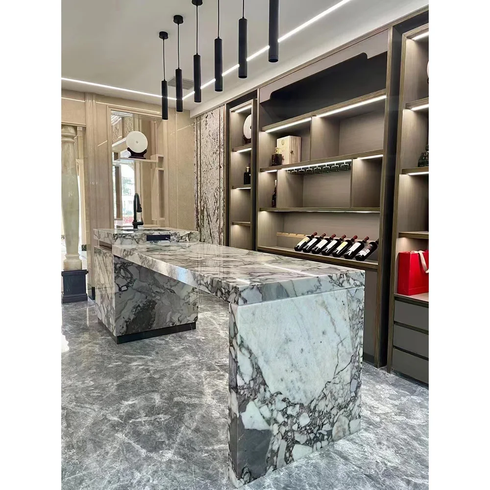 Chinese Blue with white Ocean Storm marble tile & slabs for floor and wall decoration or countertops