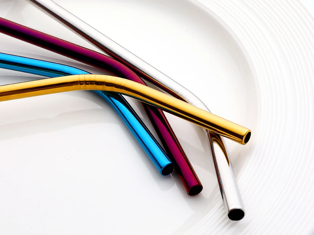 Hot Sale Reusable 304 Stainless Steel Drinking Straws Custom Tea Metallic Straw With Paper Box