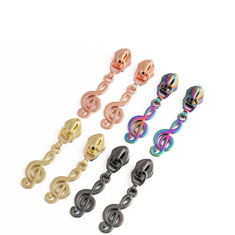 New Fancy Applicable Cosmetic Bag zip sliders Metal #3 #5  musical note Zipper Puller