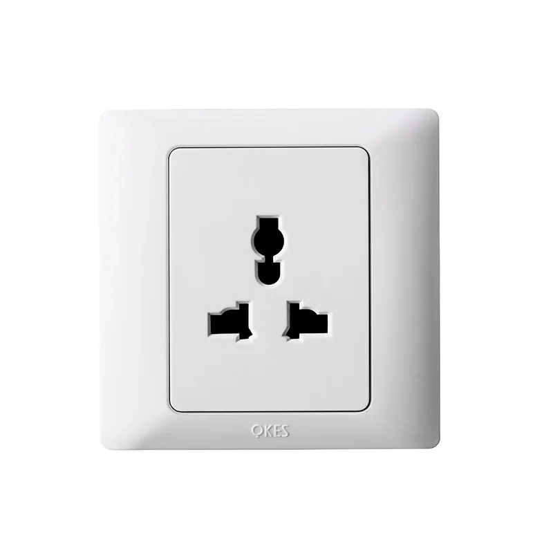 Electrical Power 250V Wall Double Socket Outlet 1 Gang Flat Pin Switched Socket