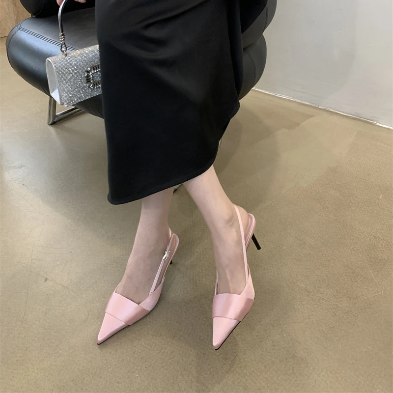 Sandals Women High Heels Shoes Fashion Summer Slippers 2024 New Pointed Toe Sexy Dress Wedding Pumps Slingback Mujer Zapatillas