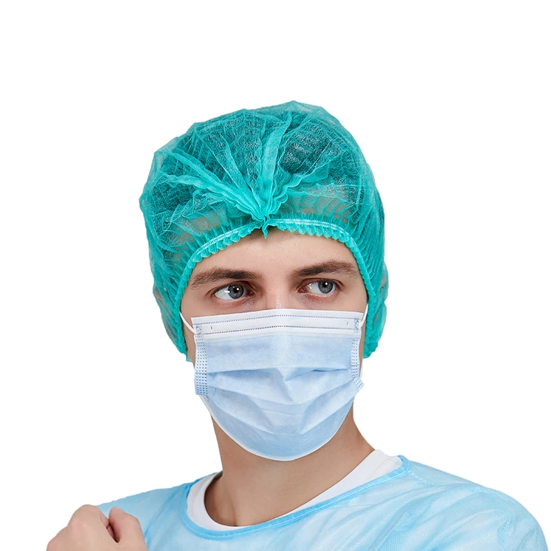 Mob Clip head cover hygiene safety non woven PP 10 gsm food process hospital use GREEN PPE personal protection equipment