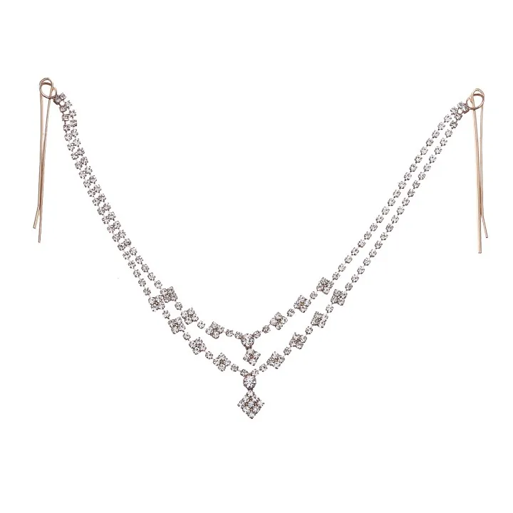 New Luxury Rhinestone Gold Wedding Bridal Tiaras Girls Hair Accessory With Pendant Hair Chains Diamond Headpiece For Women