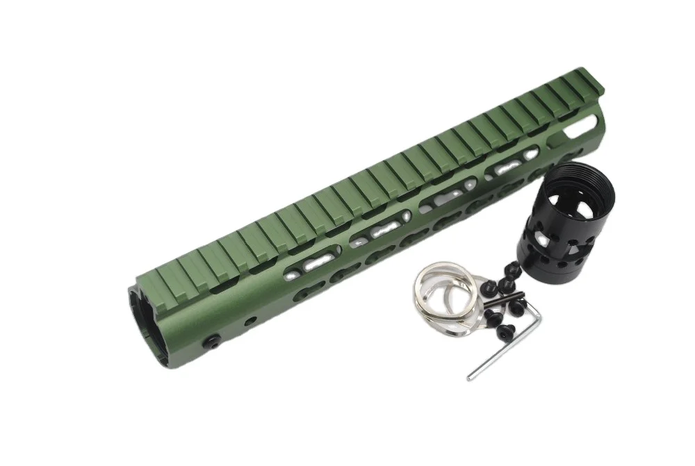 
Aplus Olive Drab Green 10 inch Free Float Keymod AR15 handguard Rail Mounted with steel Barrel Nut Fit .223/5.56 rifles 