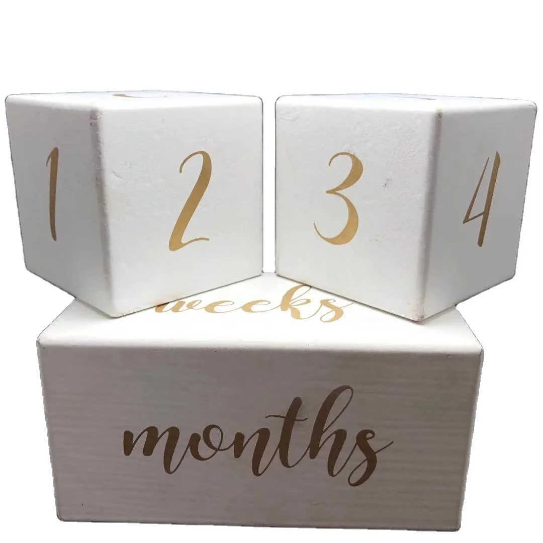 65mm MDF Wooden Cube Calendar Office Desk decoration countdown rectangular block DIY wooden cubic blocks