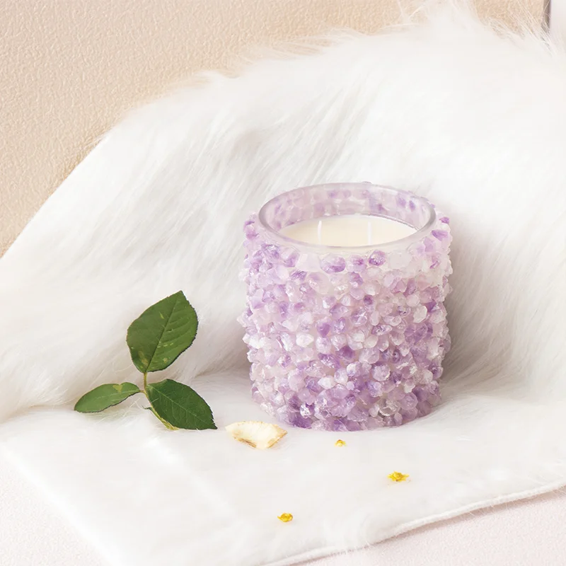 china wholesale crystal candles luxury home decor soy wax glass aromatherapy  jar crystals candle