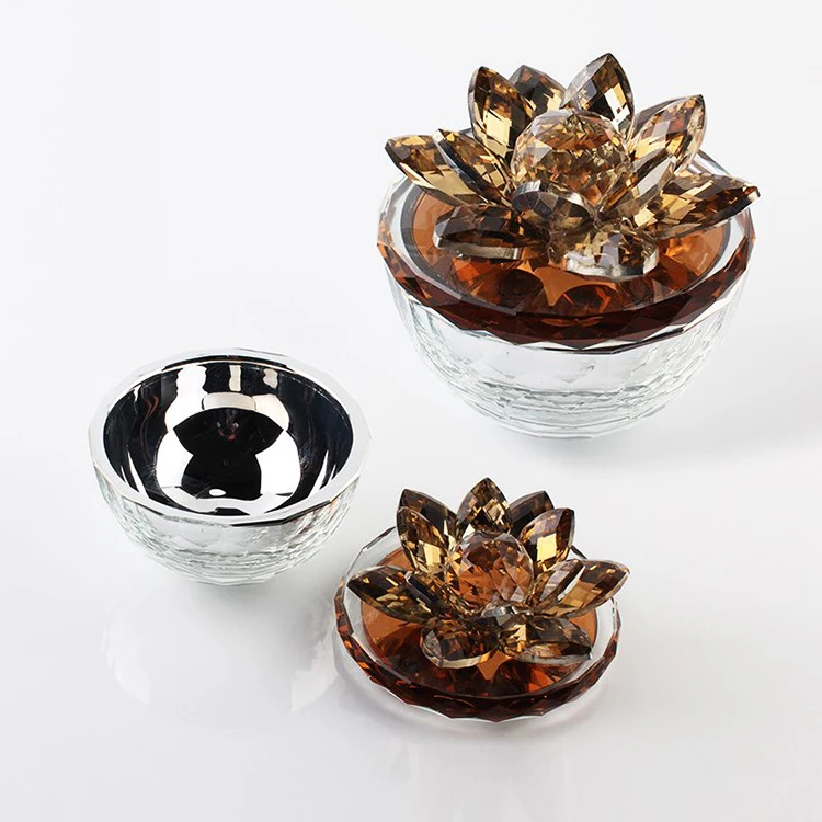MH-SH001 с украшением в виде кристаллов из янтарного стекла круглый брелок Топ Lotus милого цветка для стеклянного ювелирного изделия шкатулка украшений