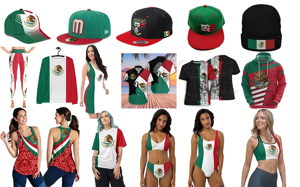 Mexico Flag Boxing Caps Hat Legging Mexico Lanyard Sweatshirt Shorts Jacket Hoodies Jersey Tank Swim Wear Mexico Baseball Hat