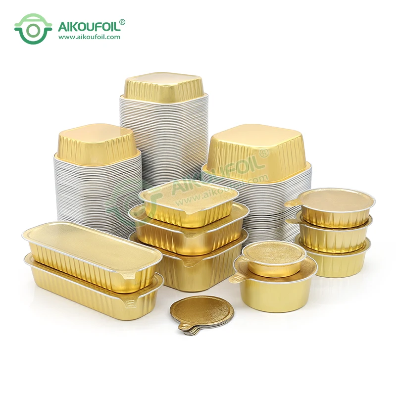 Aikou wholesale foil lunch boxes pans food baking trays cups packaging disposable aluminum containers with lids