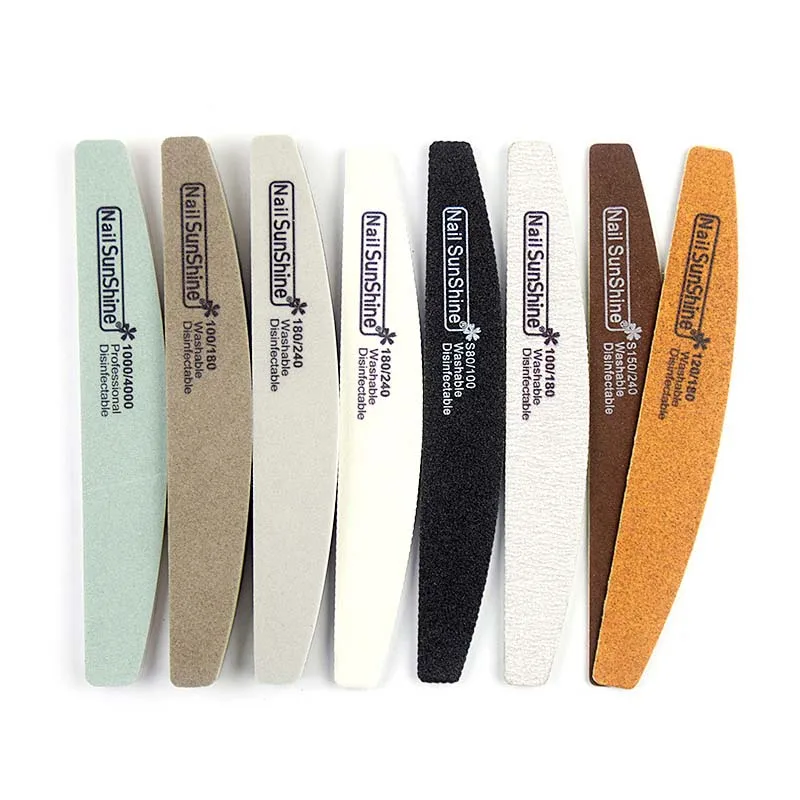 Professional 80/100/150/180/240/1000 Grit Manicure Tools Files Set Nails Sun Shine Half Moon Nail File