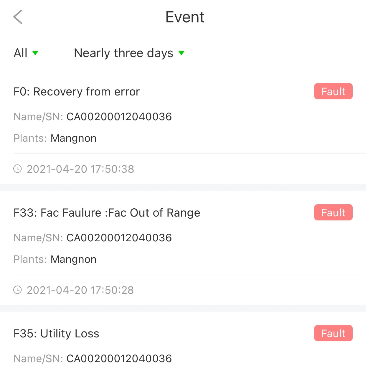 
 Инверторное приложение Pv приложение для контроля рабочего состояния в режиме реального времени  