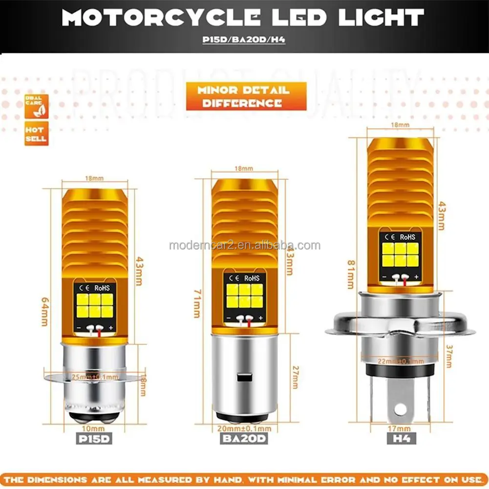 Car Motorcycle RGB Headlight H4 P15D BA20D High Brightness Led Lights HS1 Moped Scooter Motorbike ATV Lamp Beam Lights