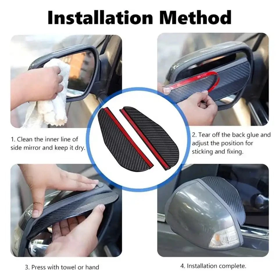 Car Rearview Mirror Rain Eyebrow Carbon Fiber Sun Visor Shade Cover Universal Auto Rear View Mirror Rainy Shield Guard