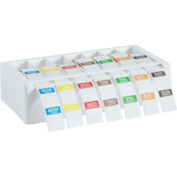 Clam Kit Disposable Label Dispenser 7 Day Dot Rolls of 19mm Mon-Sun Removable Labels