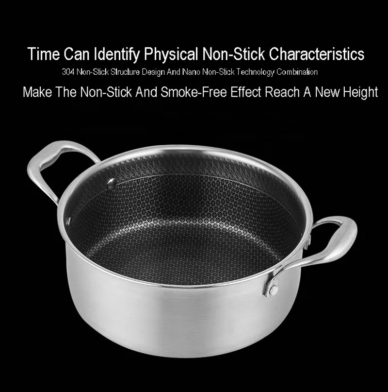 stainless steel  soup pot Hybrid Deep Stock Pot Heavy Duty Large Nonstick Soup Pot for Stew, Simmering, Soup household cookware