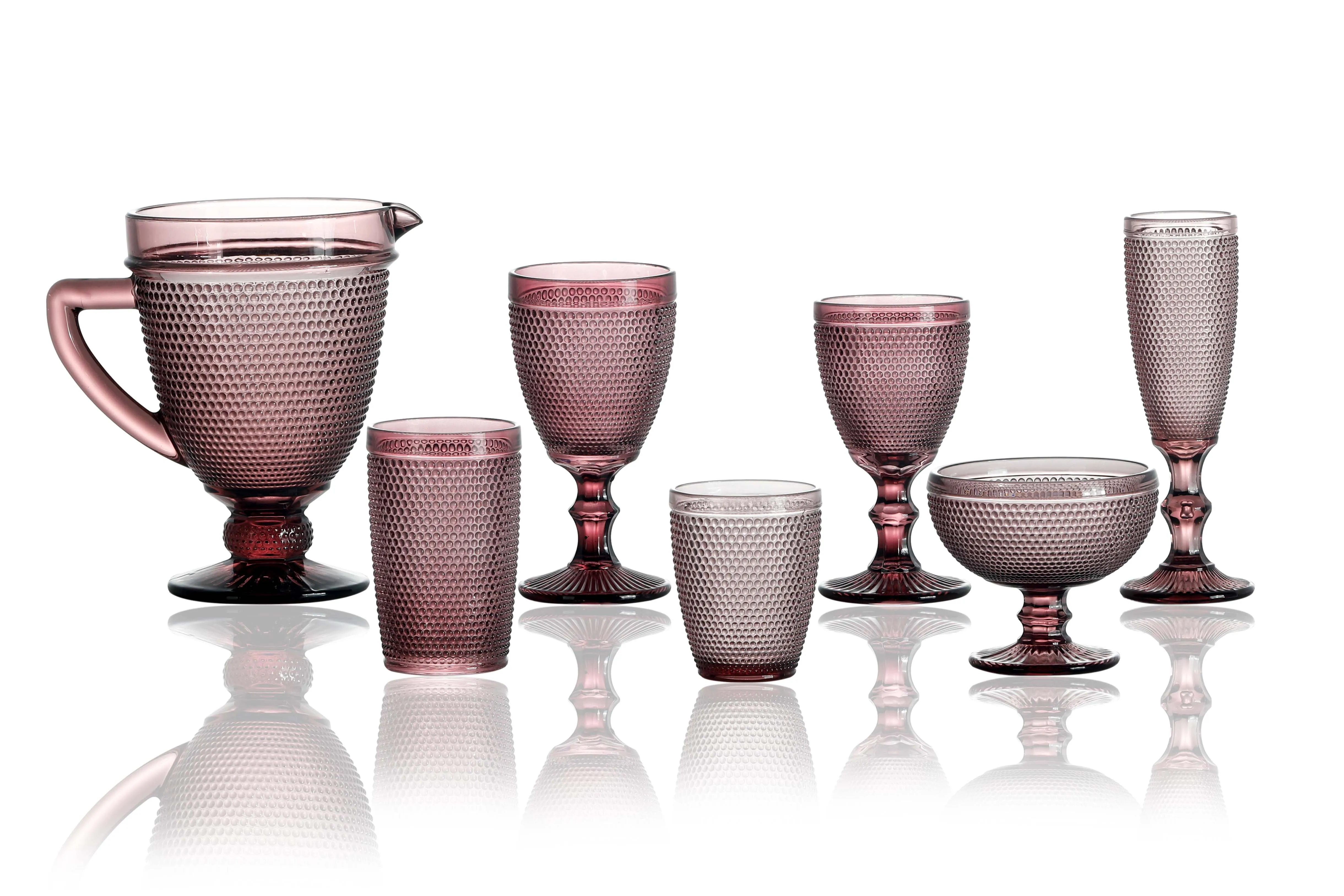 Glass Goblet Embossed Glassware Clear Solid Color Glass Goblet for Juice Water Liquor and Party Wedding Bars