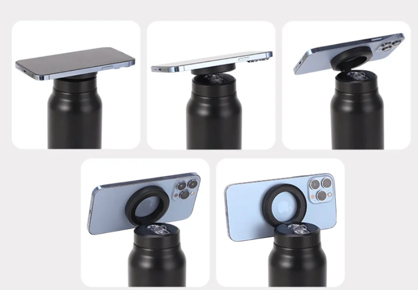 Custom New 24oz Magnetic Lid Water Bottle Phone Holder Phone Stand Adjustable Ringo like Water Bottle For ph_one 15 14 13