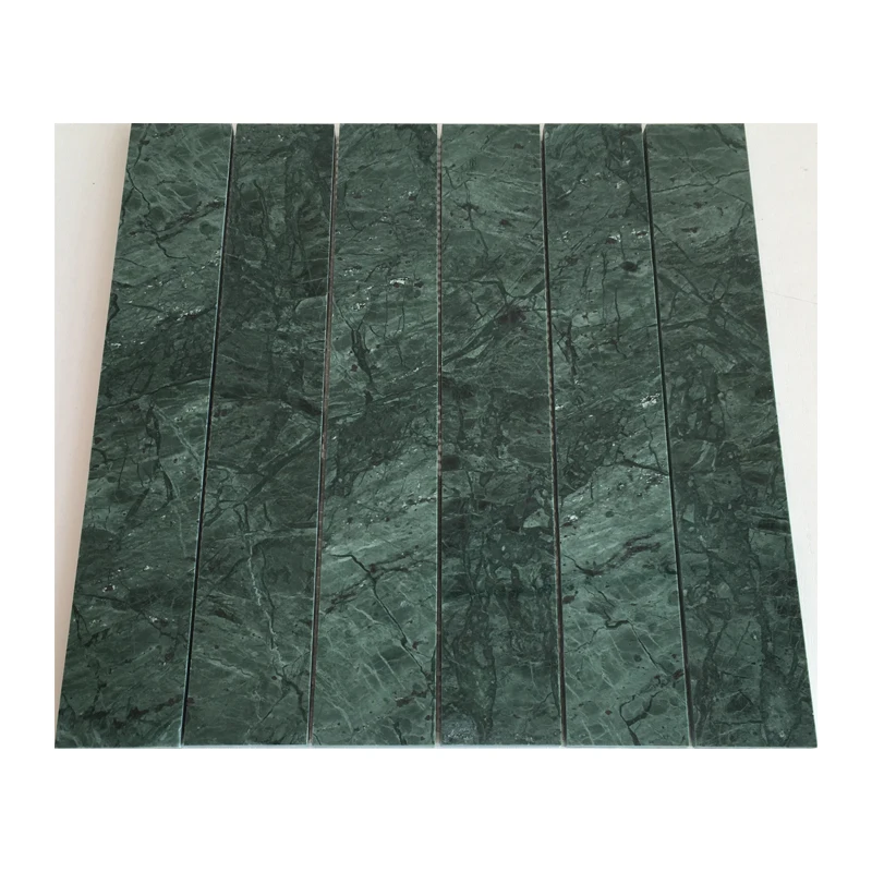 Solid green marble mosaic tile wall tile decor kitchen backsplash interior wall cladding long strip indian green project tile