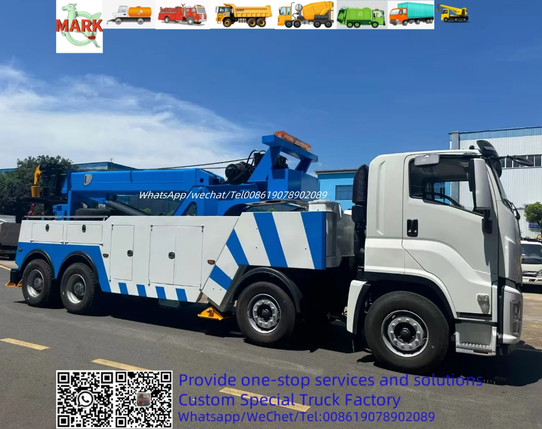 I-suzu Giga Heavy Duty Wrecker 50 Tons Two Stage Lift Boom 8x4 Trailer With Crane Factory Price Towing And Crane Combined Truck