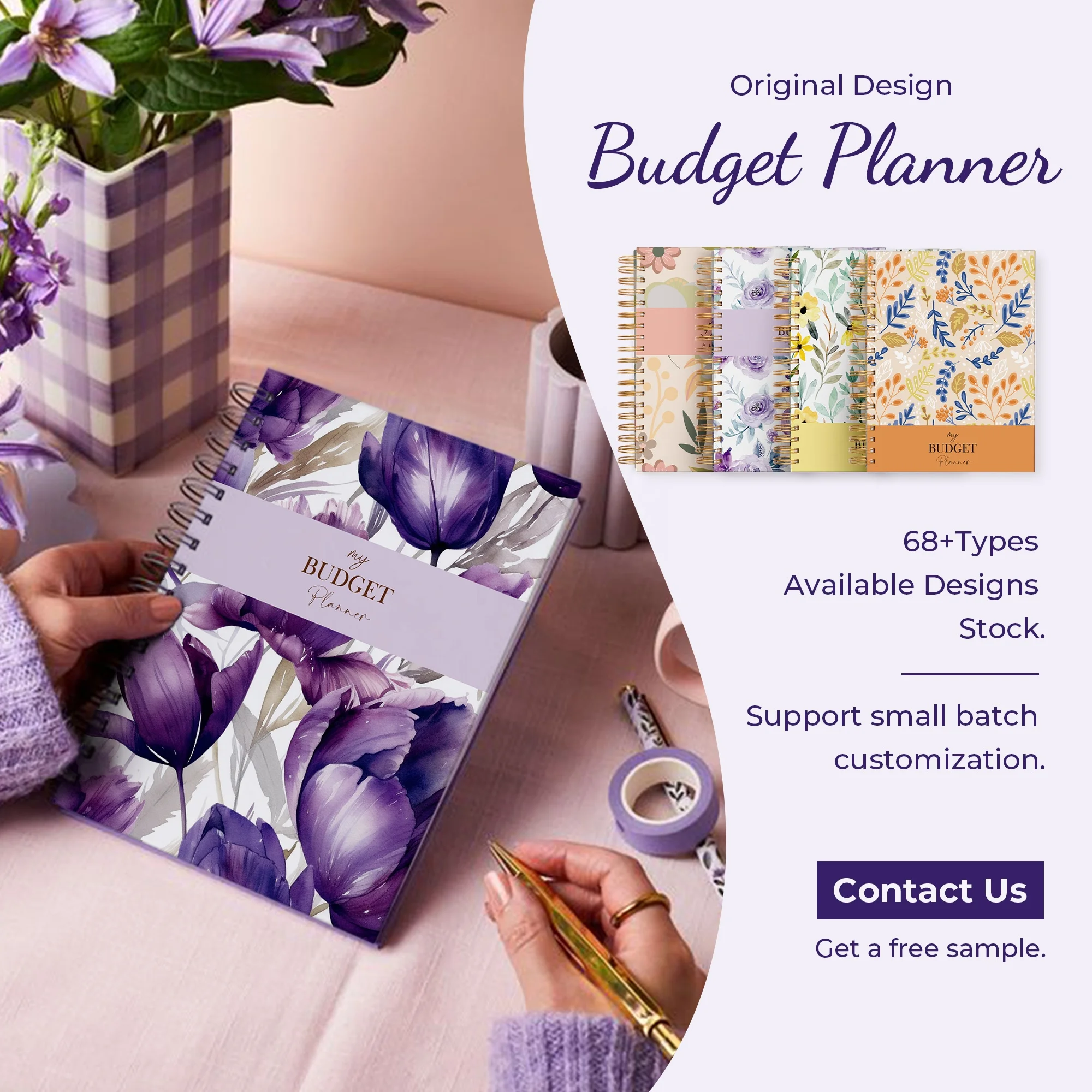 Small Batch Custom 2025 2026 Spiral Notebooks Inspirational Expense Tracker Undated Financial Budget Planner With Cash Envelopes