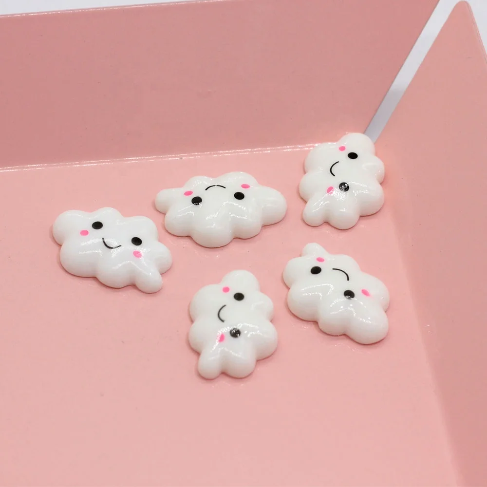
Cute 100pcs White Smile Cloud Resin Flack Back Cabochon Art Supply Decoration Charm DIY Accessories Small Craft 