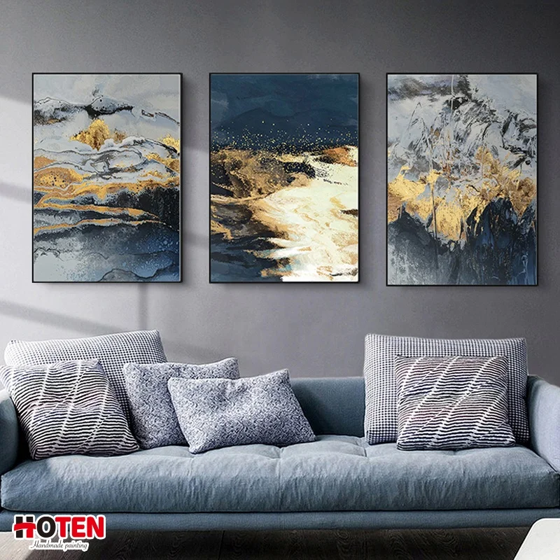 Wall Painting For Living Room Wall Modern Painting Handmade Gold Foil Abstract Hotel Artwork Wall Art Oil Painting on Canvas