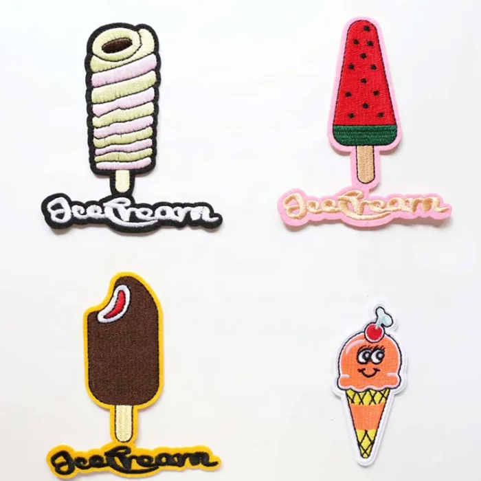 ice cream cartoon custom embroidery stickers patches