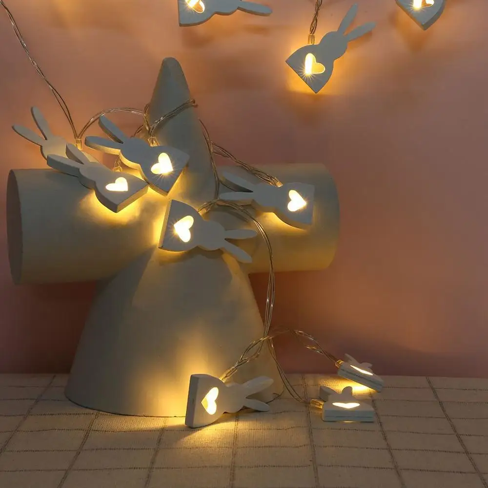 Easter Bunny Rabbit String Lights Copper Wire  for Spring Festive Patio Birthday Christmas