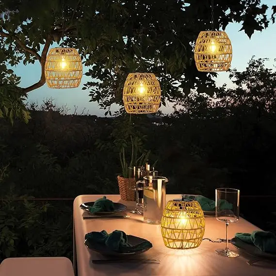 Solar Bamboo Lanterns Outdoor Courtyard Decorative Lights Chinese New Year Courtyard Portable Lawn Lights Prepared Solar Lights