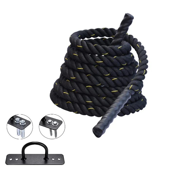 Combat Rope 49 FT Long with Anchor Strop and Protective Sleeve  for Power  UFC Training and  Gym Workout