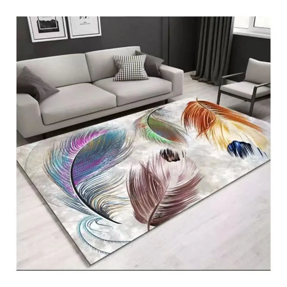 Wholesale soft rectangle 3D print carpet or home sue living room Turkey machine made crystal velvet best sale hot selling carpet