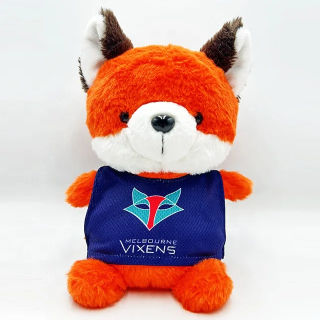 Customized logo Vest Red Fox plush doll stuffed animals toy fox for kids toys