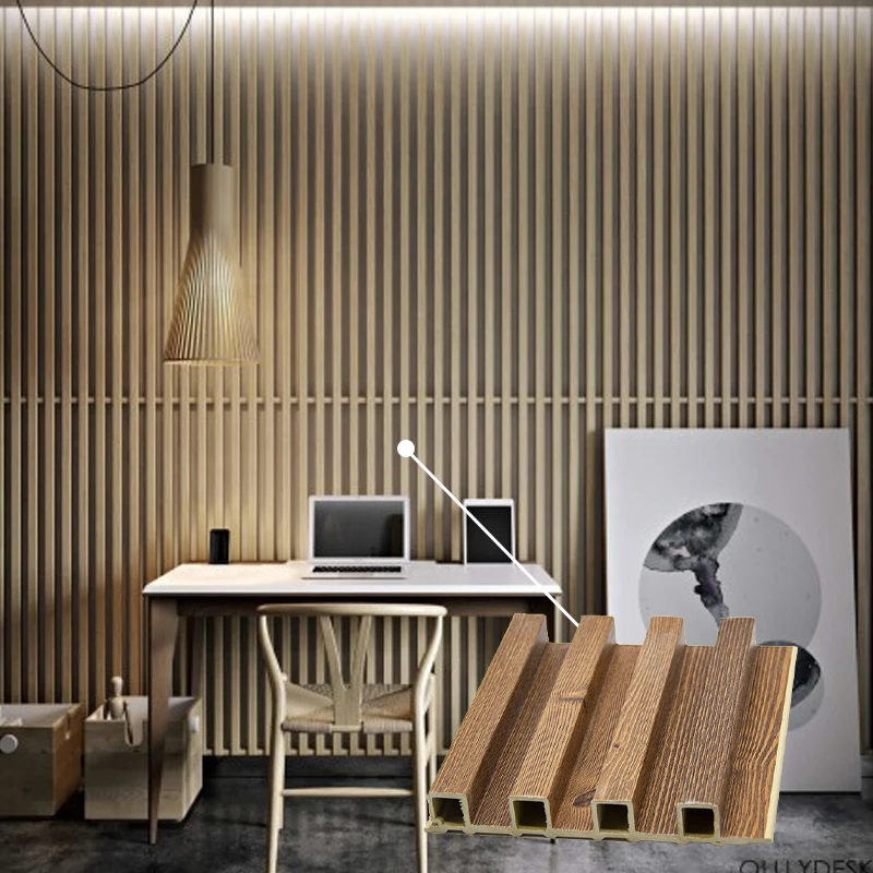 Easily Assembled Custom Modern Design Wall Cladding Indoor Decoration Fluted Wpc Grain Wood Fiber Bamboo Wall Panel