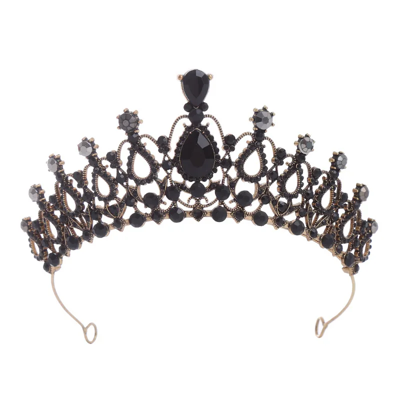 Factory wholesale directly purple  Rhinestones Gold Flower Adult Bridal Tiaras Elegant Alloy wedding Crown for women