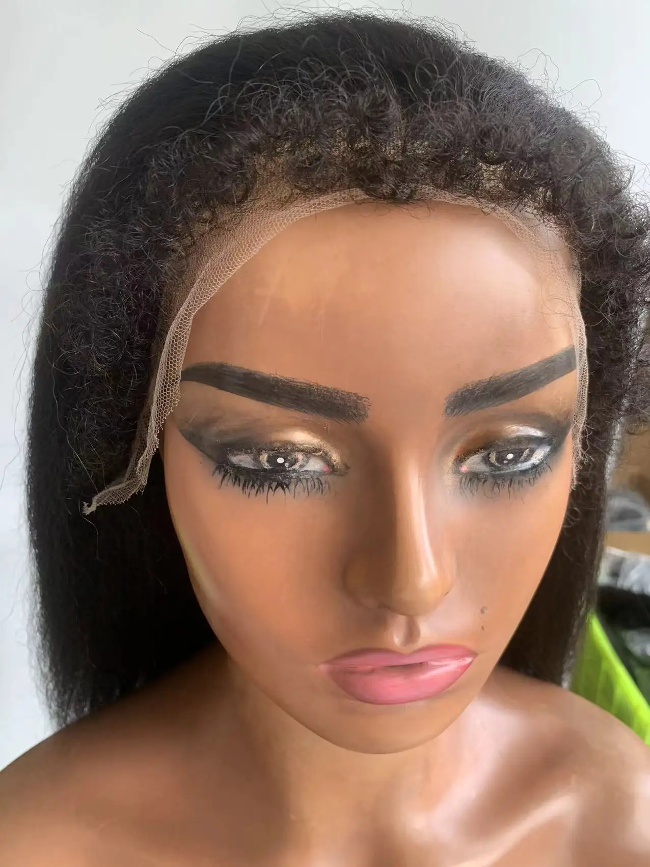 Wholesale 4C Edges Natural Hairline Wig Kinky Straight HD Lace Front Human Hair Wigs With Curly Baby Hair Lace Frontal Wig