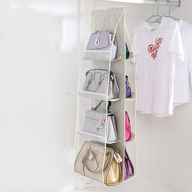 Amazon Top Seller 6/8 Pockets Space Saving Purse Organizers System Hanging Purse Bag Organizer for Tote