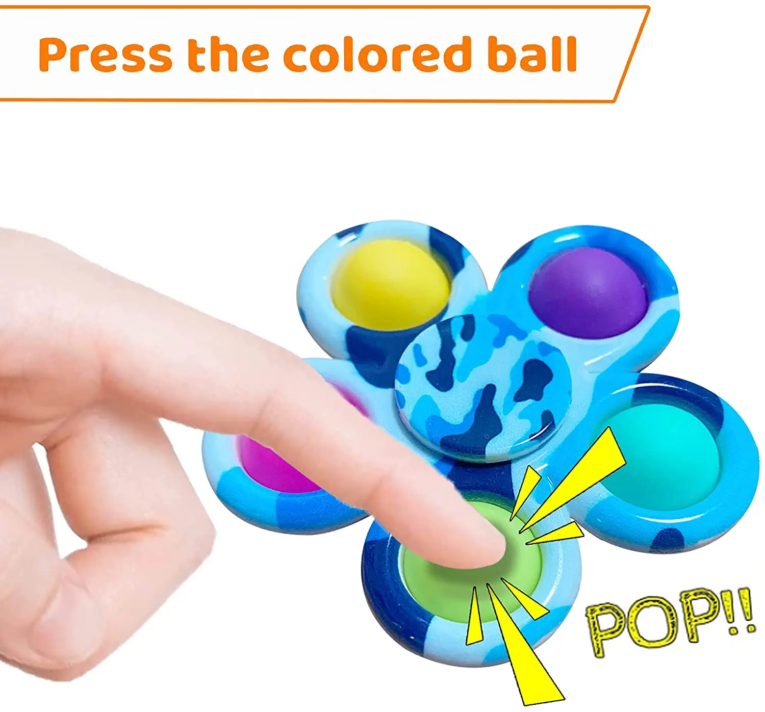 2021 Hot New Party Favor Bulk Pack Toys Fidget Sensory Spinning Toys Stress Relief for Kids Tie-Dye Pop Pop Bubble Spinner Set