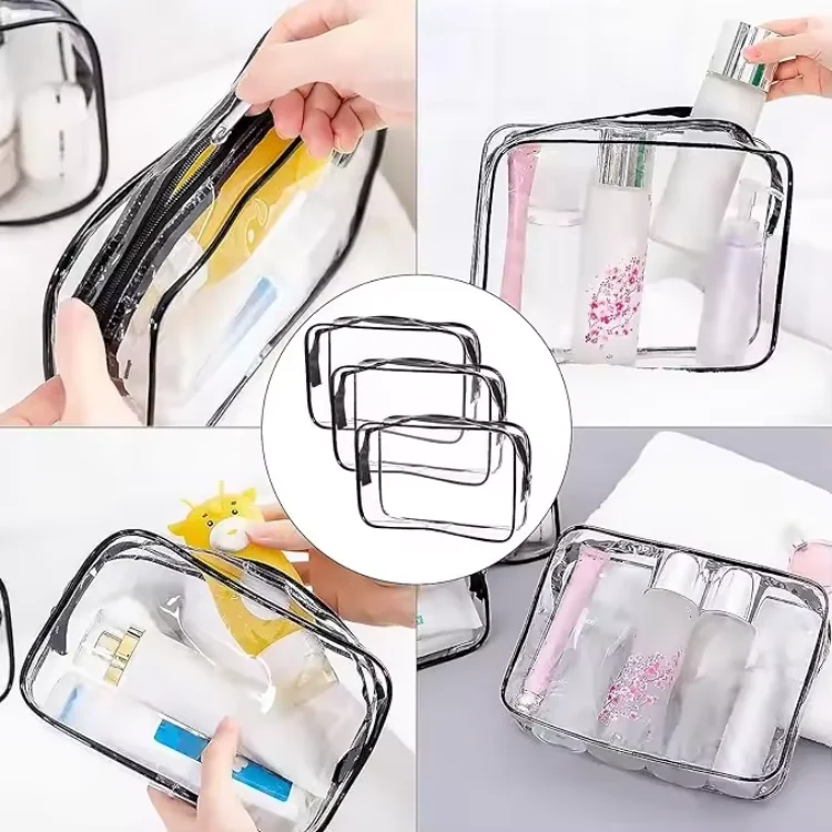 Transparent Skincare Storage Waterproof Pvc 0.3 Mm Business Travel Toiletries Gift Makeup Bag