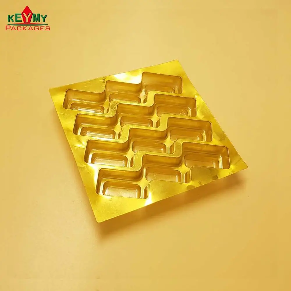candy tray, customize gold or silvery PET blister tray for food from ISO approved factory, in Shenzhen