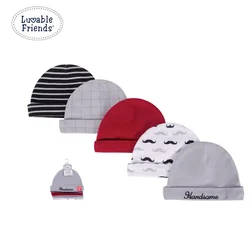 Luvable Friends Baby Hat Set 5PK Newborn Baby Hats 100% Cotton NO.34728CH
