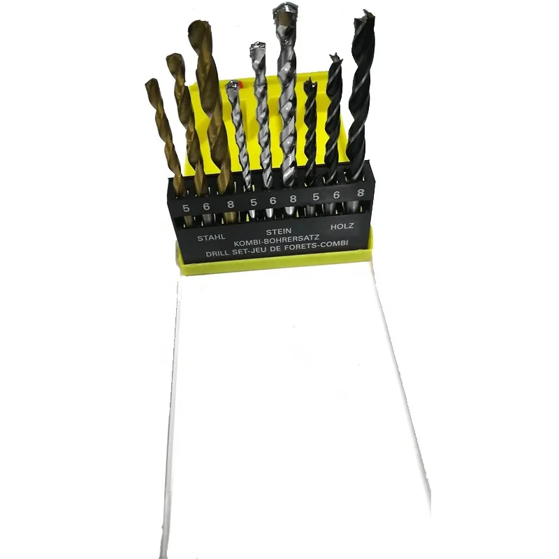 9pcs drill bit set combination drills set for wood ,stone and metal