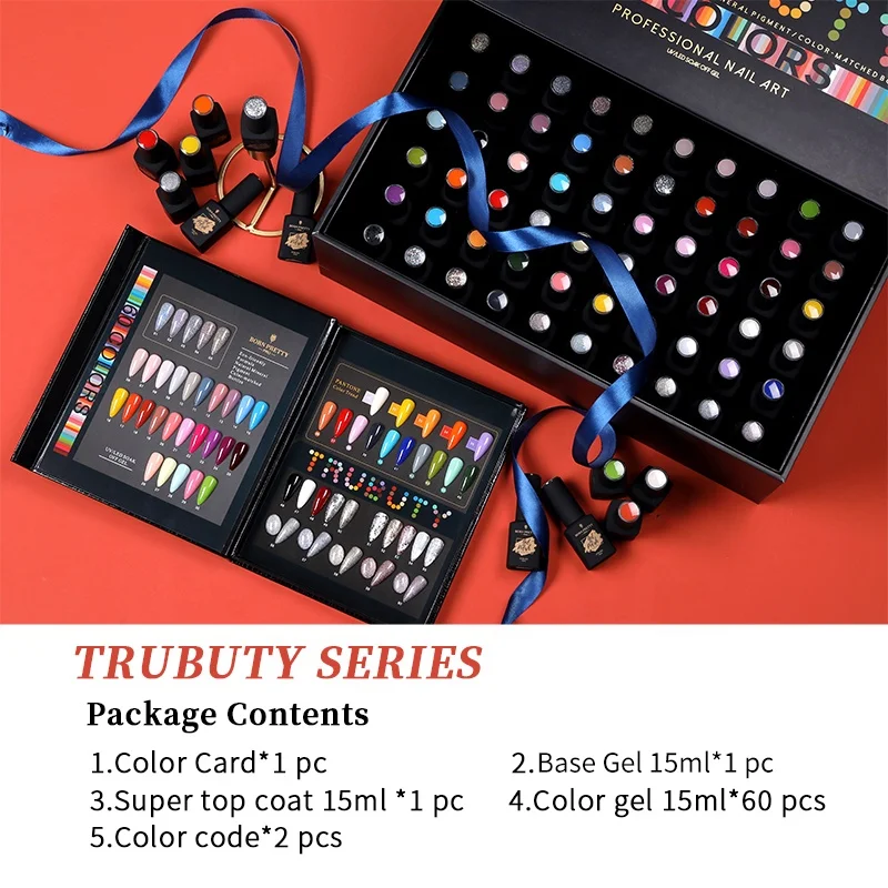 BORN PRETTY PRO Free Shipping 2021 Professional Nail Kit 60 Colors Nail Gel Polish Set with Base Top Coat