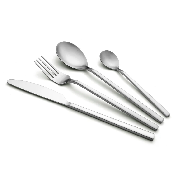 Cutlery Set Spoon Stainless Steel 18/10 Plated Flatware Metal Black Cutlery