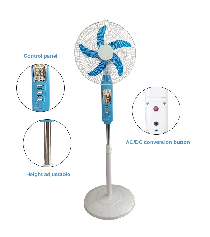 Plastic LED Lighting Rechargeable 16 Inch Stand Fan quality 18 watt stand fan