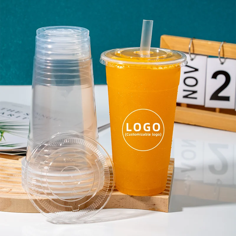 95mm Cup 360ml 500ml Plastic Boba Cup Disposable Milk Bubble Tea PP plastic cups  with Lid Variety