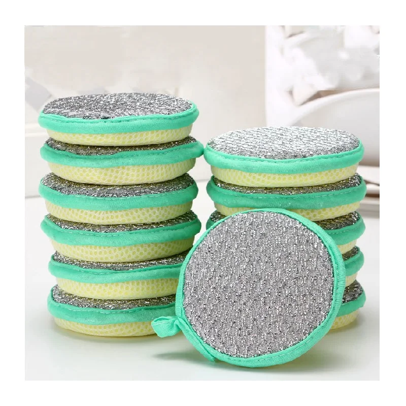 Double-Sided Dish Towel Pot And Bowl Cleaning Sponge Washing Brush Round Scouring Pad Kitchen Cleaning Sponge Wipe