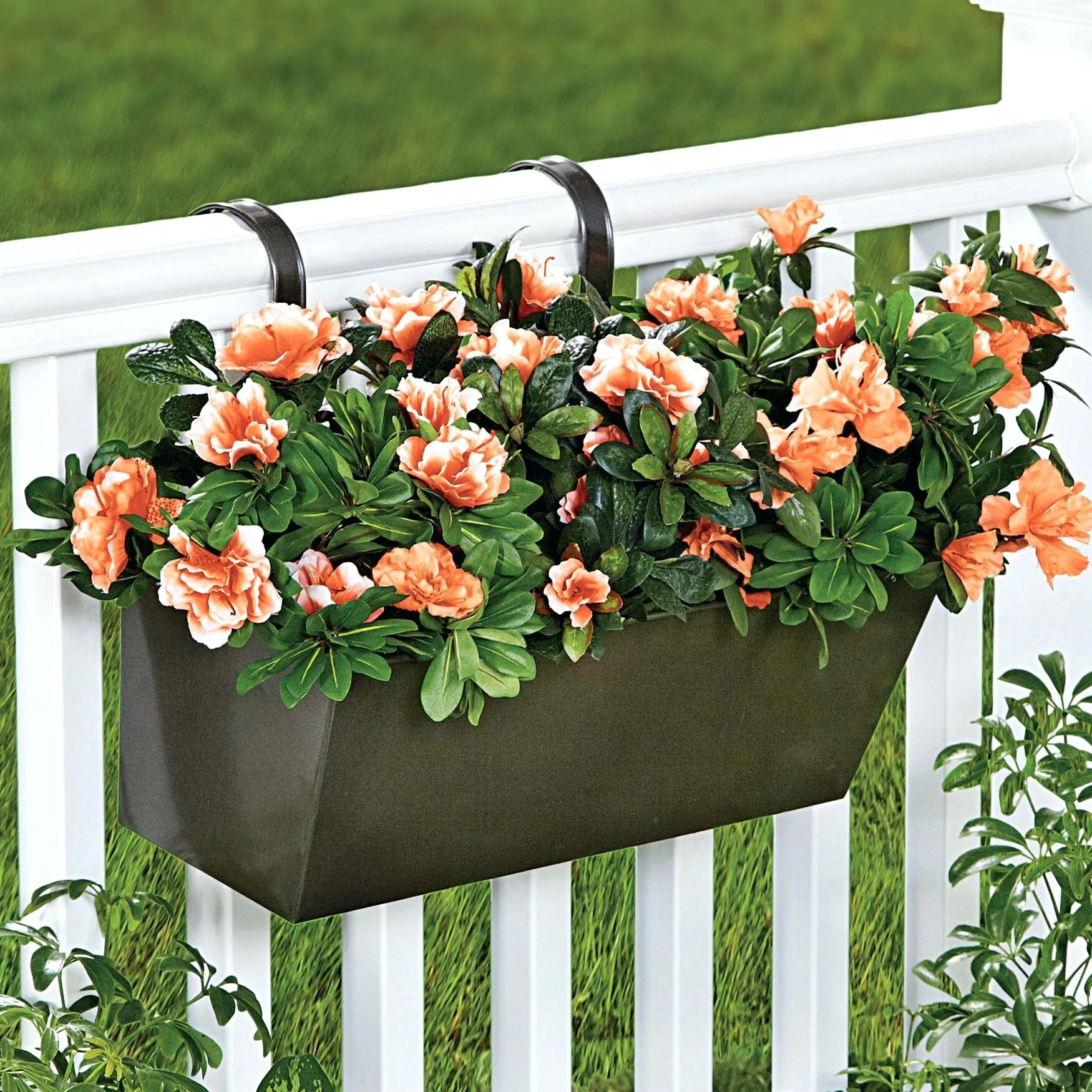 Garden Flower Pot Holder Potted Stand Mounted Balcony Plant Basket Metal Fence Hanging Planter Plant Box