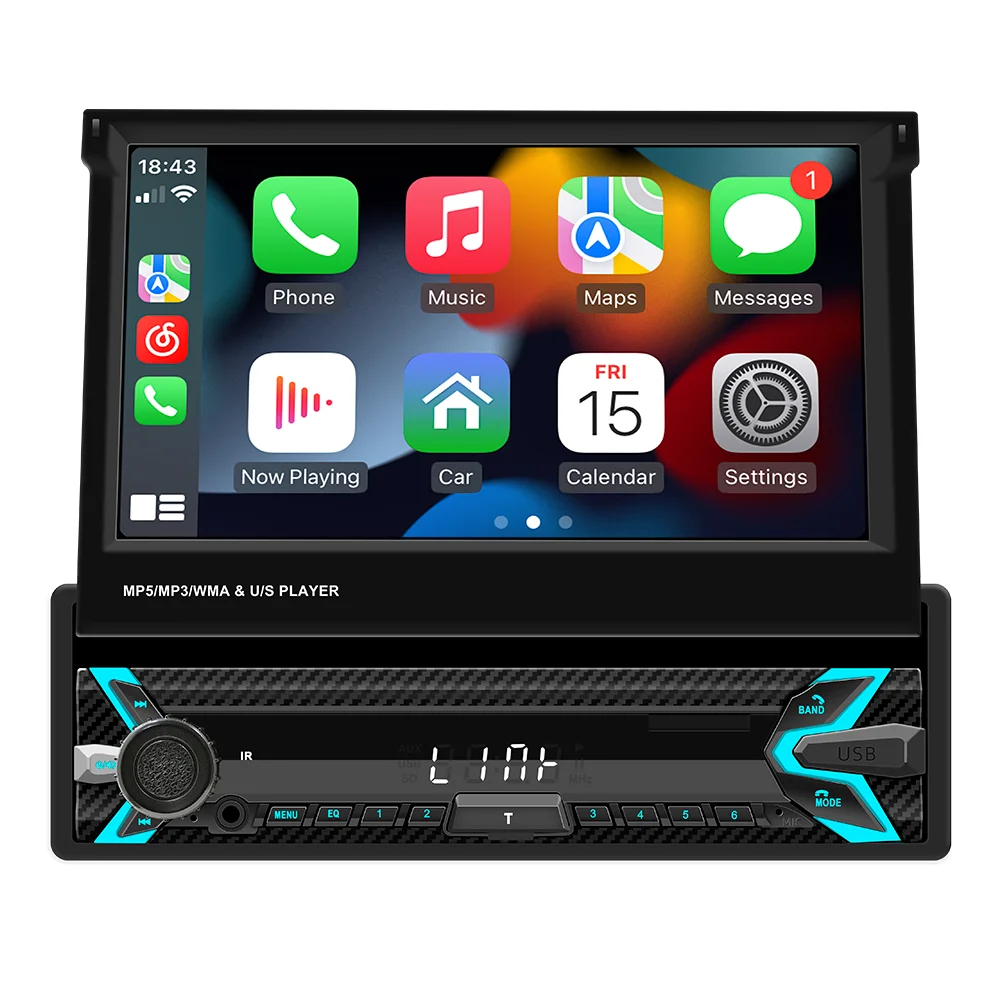 1din 7 дюймов Android GPS навигация универсальный выдвижной экран автомобильное радио мультимедийный видеоплеер центральный автомобильный стерео Carplay